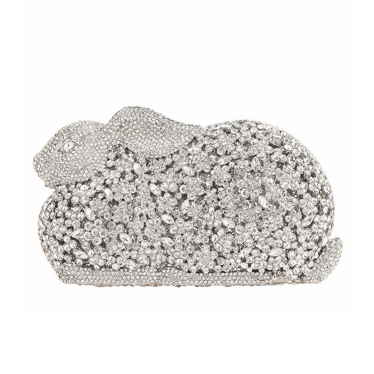 DJBM Women's Crystal Rabbit Rhinestone Clutch Purse - Elegant Animal Print Evening Bag for Prom, Cocktail Party, Wedding & Formal Events | Perfect Gift for Birthday, Anniversary & Special Occasions