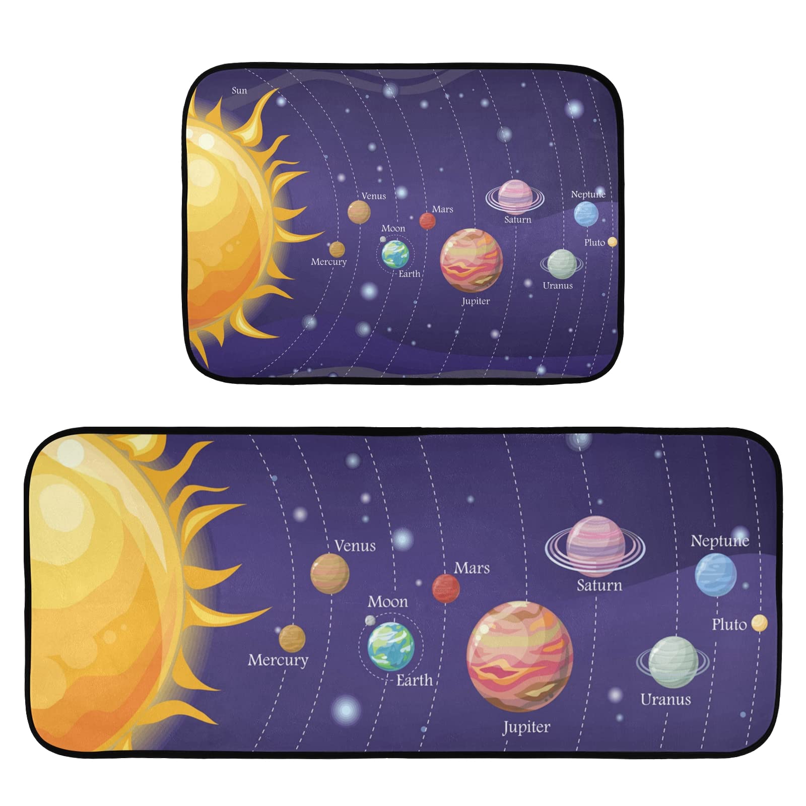Galaxy Kitchen Rugs 2-Piece Set - Non-Slip, Washable for Home & Office