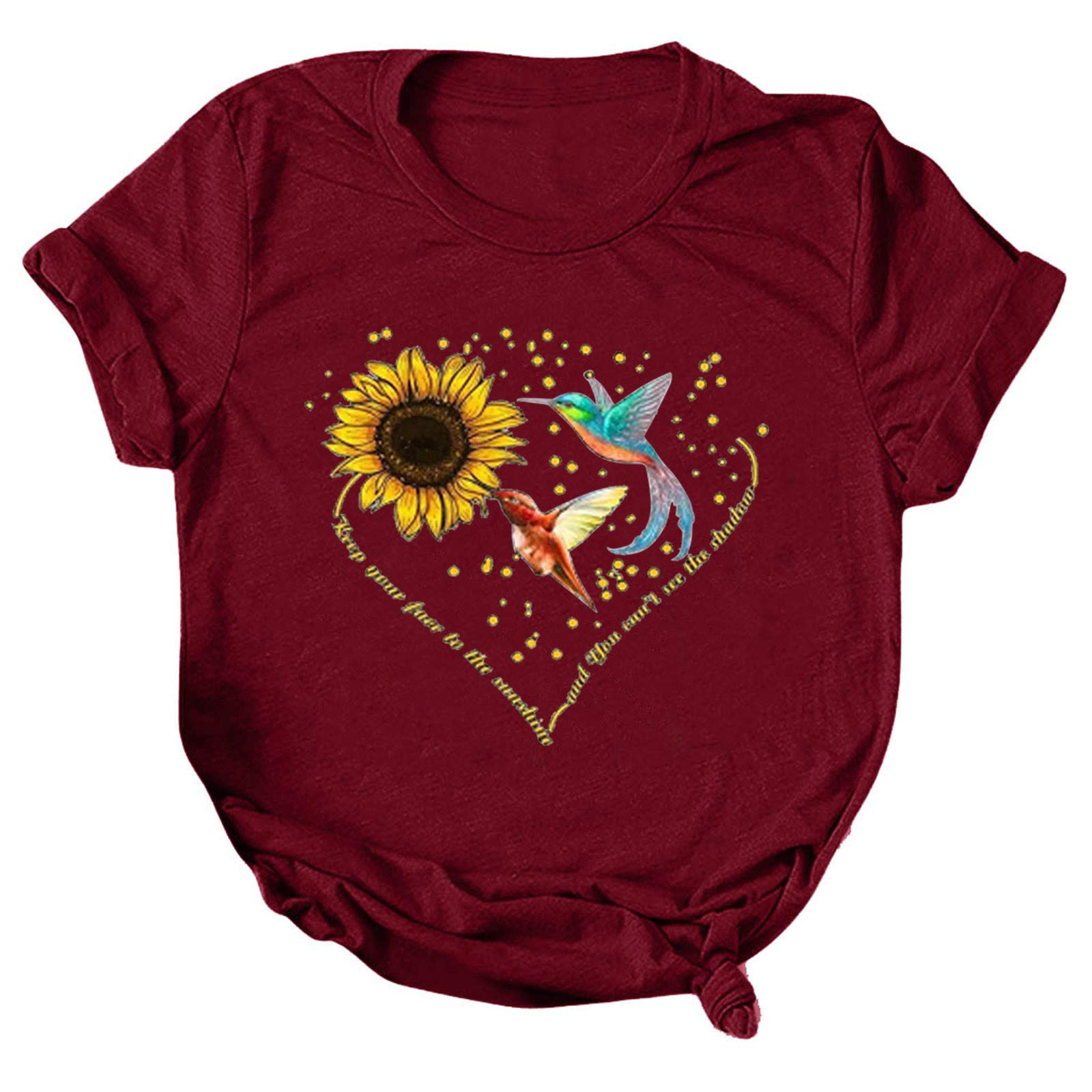 Women's Sunflower Print Oversized Crewneck T-Shirt - Soft Casual Summer Top for Women - Perfect for Beach, Vacation & Everyday Wear