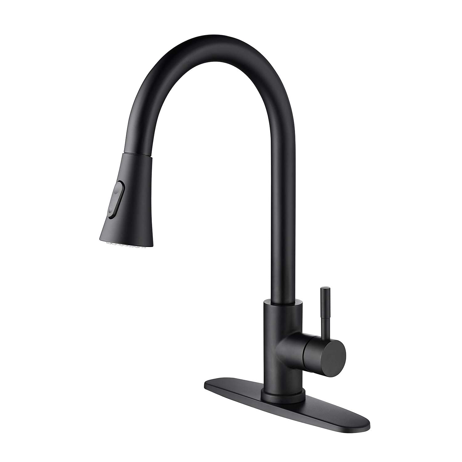 Premium Matte Black & Stainless Steel Pull-Down Kitchen Faucet with High Arc Spout and Retractable Sprayer - Perfect for Modern Home Cooking, Dishwashing & Food Prep