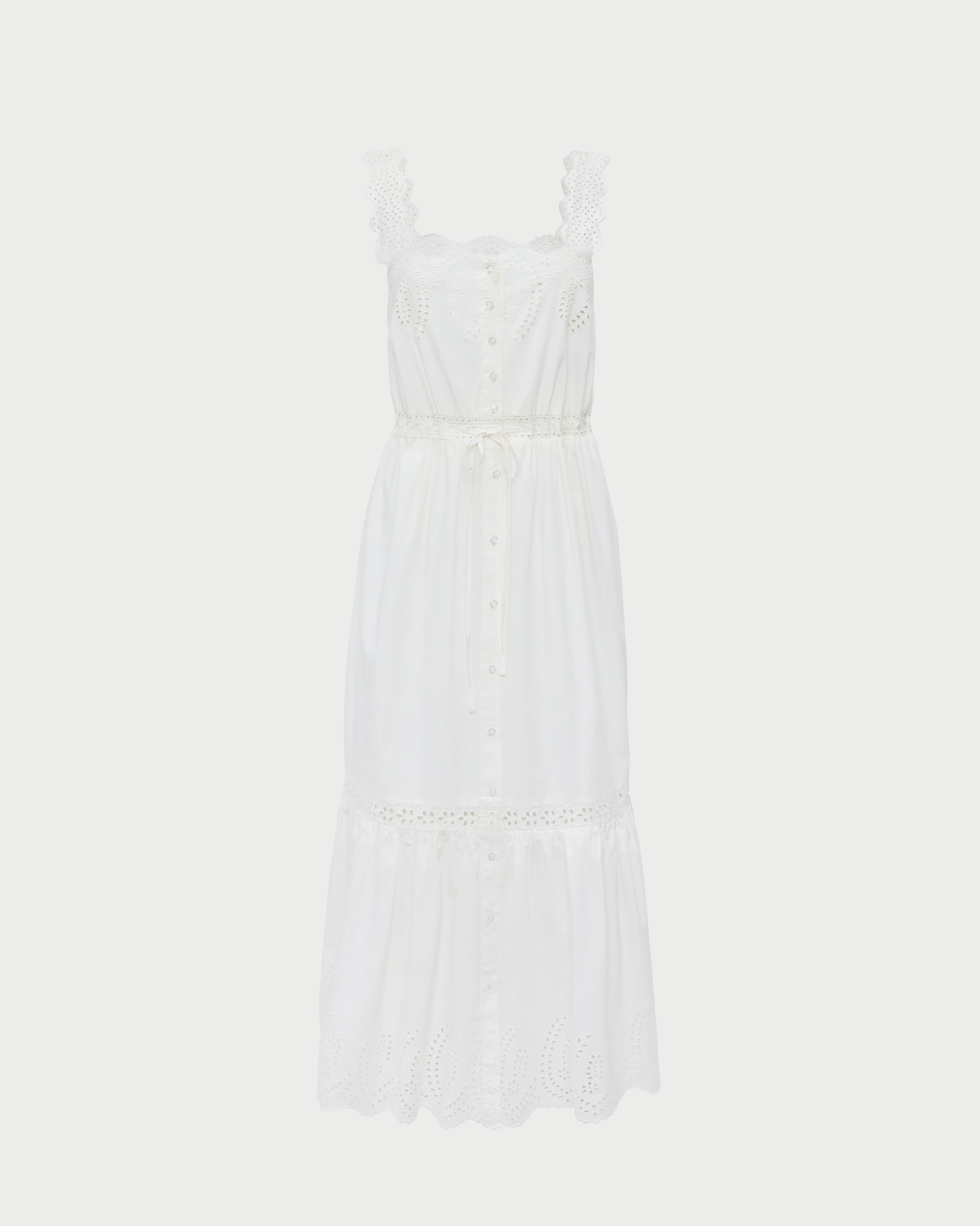 Sandra Cream Embroidered Dress - Elegant Floral Embroidery Summer Dress for Women | Perfect for Weddings, Parties & Casual Outings