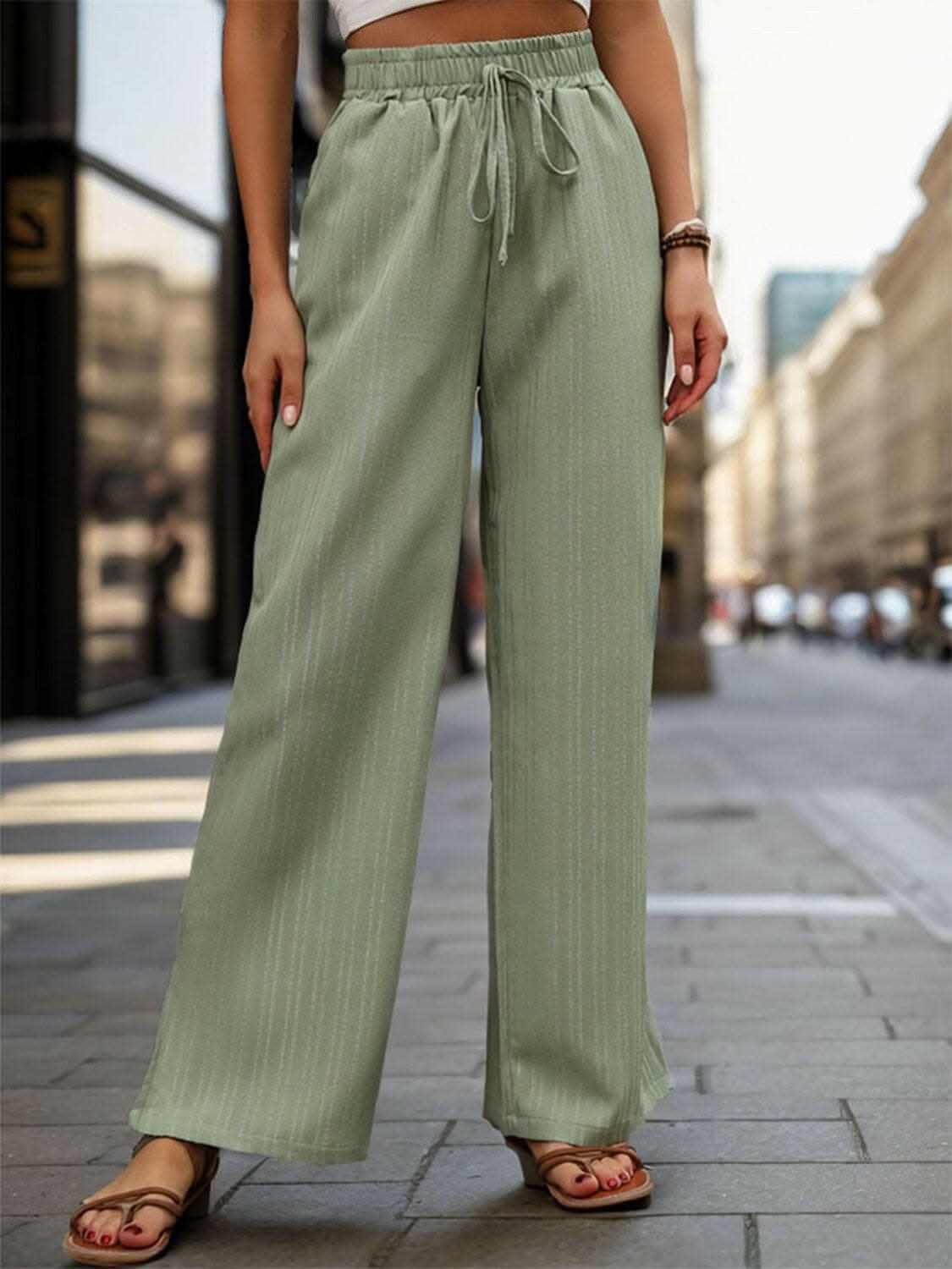 Stylish High Waist Wide Leg Pants for Women - Trendy Comfortable Palazzo Trousers for Office, Casual & Travel Outfits