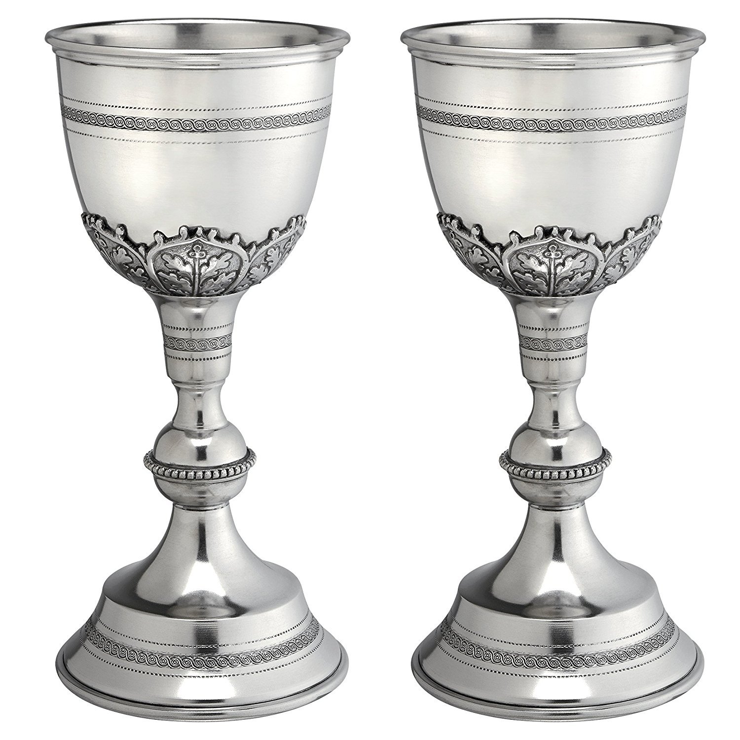 Design Toscano Canterbury Pewter Grand Chalice Set of 2 - Elegant Medieval Style Goblets for Wine, Beer & Special Occasions - Perfect for Weddings, Renaissance Fairs & Home Decor