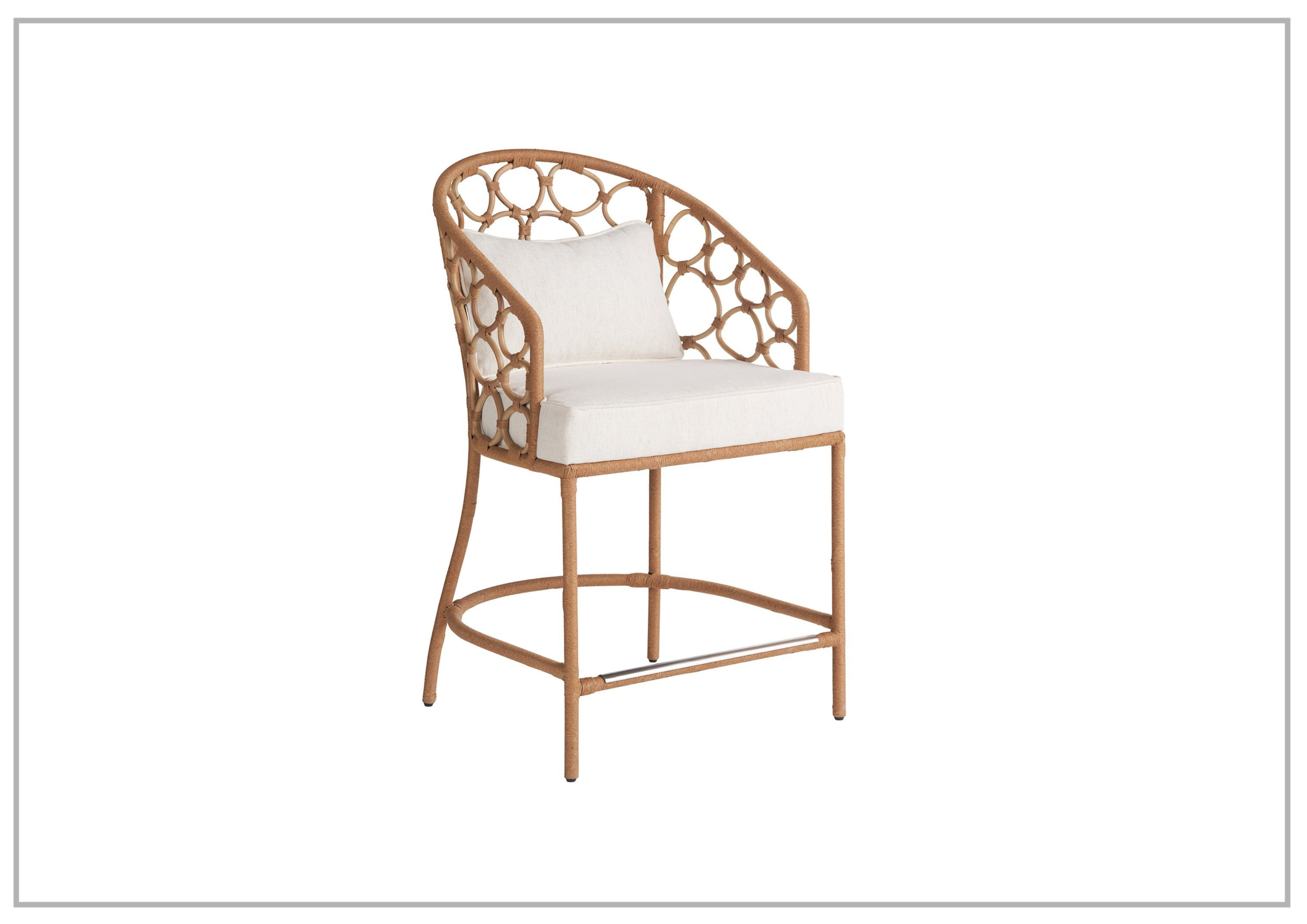 Universal Rattan Counter Stool - Pebble Weave Rectangular Bar Chair for Kitchen Island, Breakfast Nook & Outdoor Patio Seating