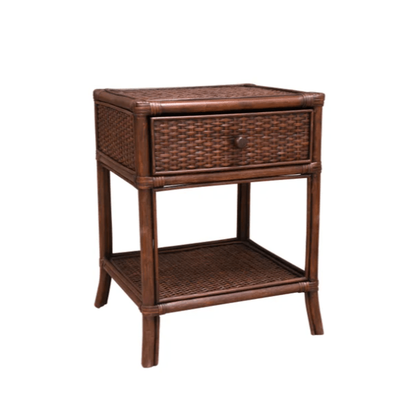 Amara Chocolate Rattan Side Table - Natural Woven End Table for Living Room, Bedroom, Patio - Stylish & Durable Accent Table for Home Decor