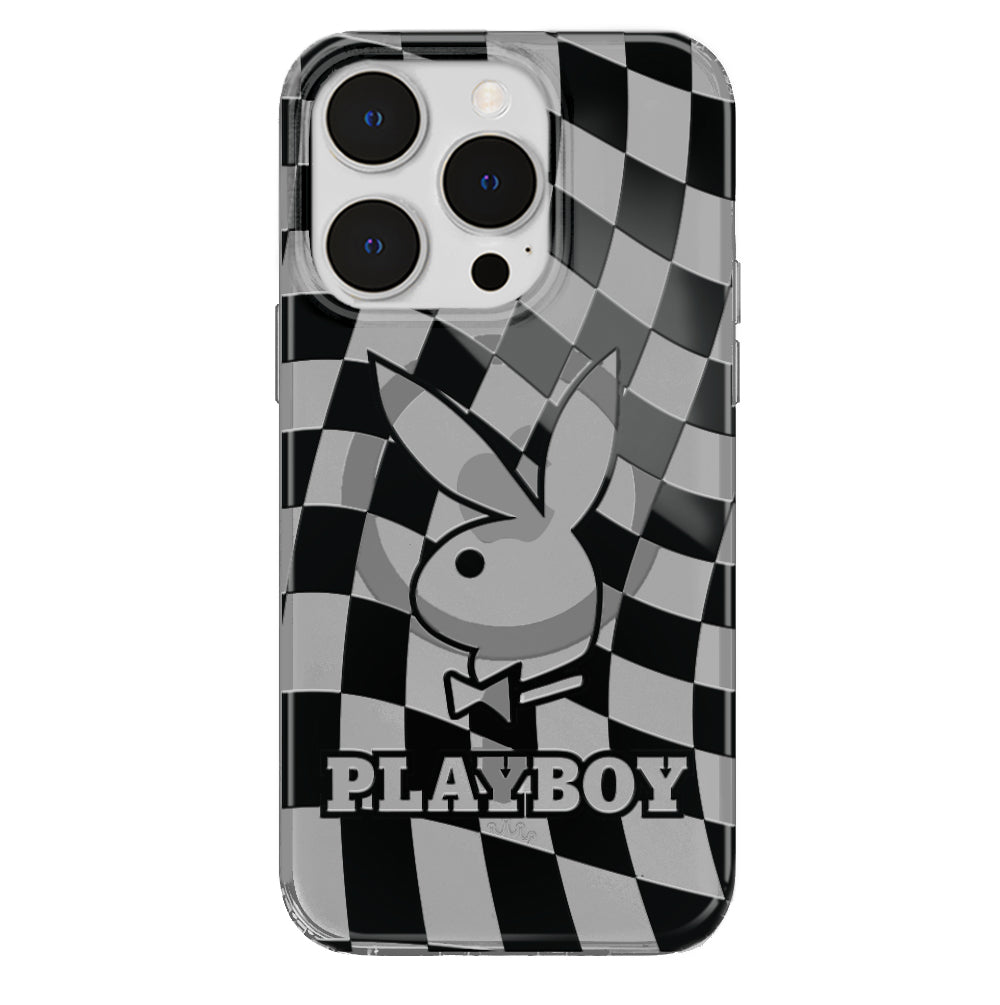 Playboy Checkmate Clear iPhone Case - Stylish Protective Cover for iPhone 13/14/15 Pro Max - Fashionable & Durable Phone Case for Everyday Use, Parties & Gifts