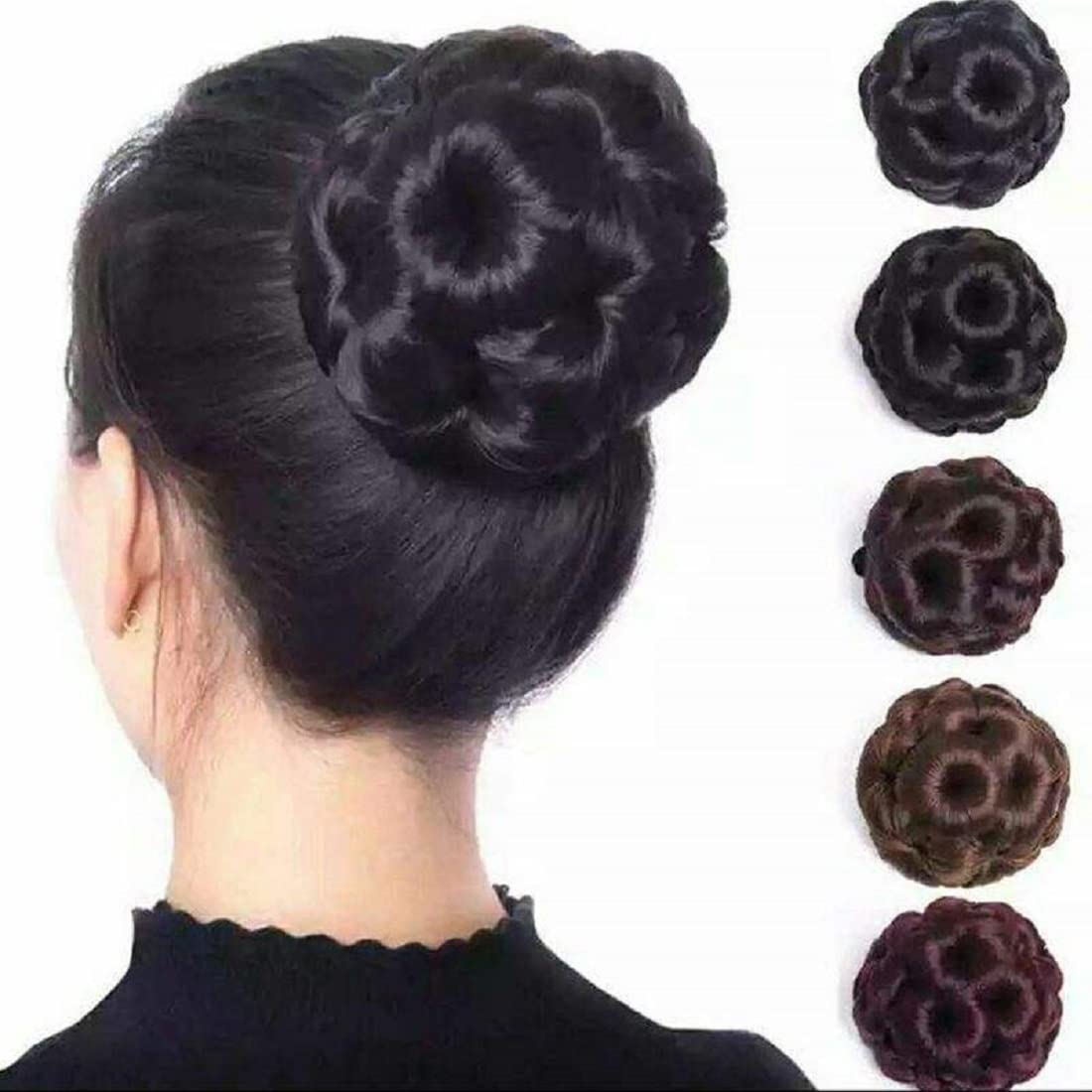 Abrish Women's Stylish Juda Bun Hair Clip with Synthetic Hair Extensions - Perfect for Updos, Ponytails & Special Occasions
