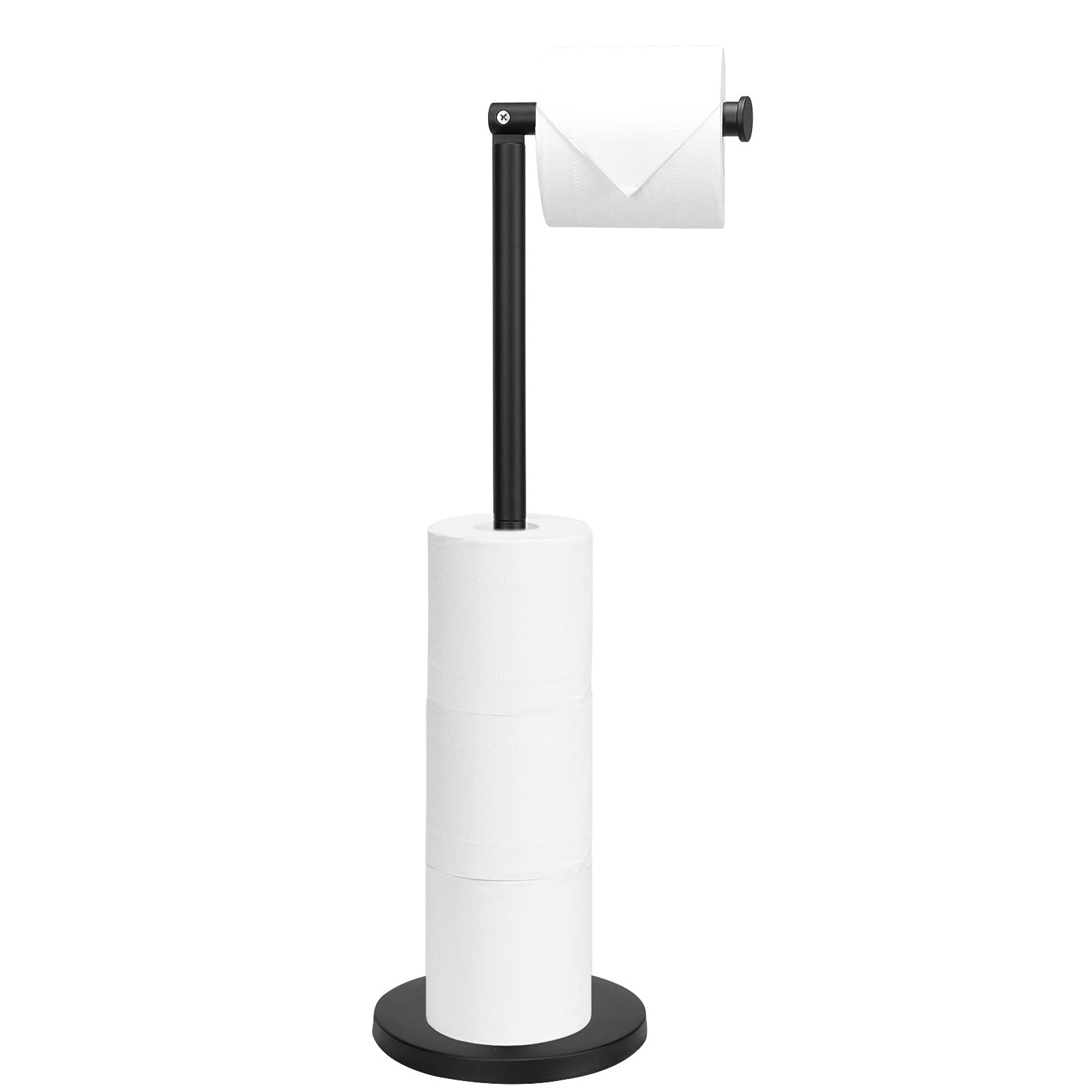 NearMoon Modern Bathroom Toilet Paper Holder Stand - Rustproof Stainless Steel Tissue Roll Holder with Balanced Base for Bathroom, Kitchen Countertop (Matte Black) - Perfect for Home, Office & RV Use