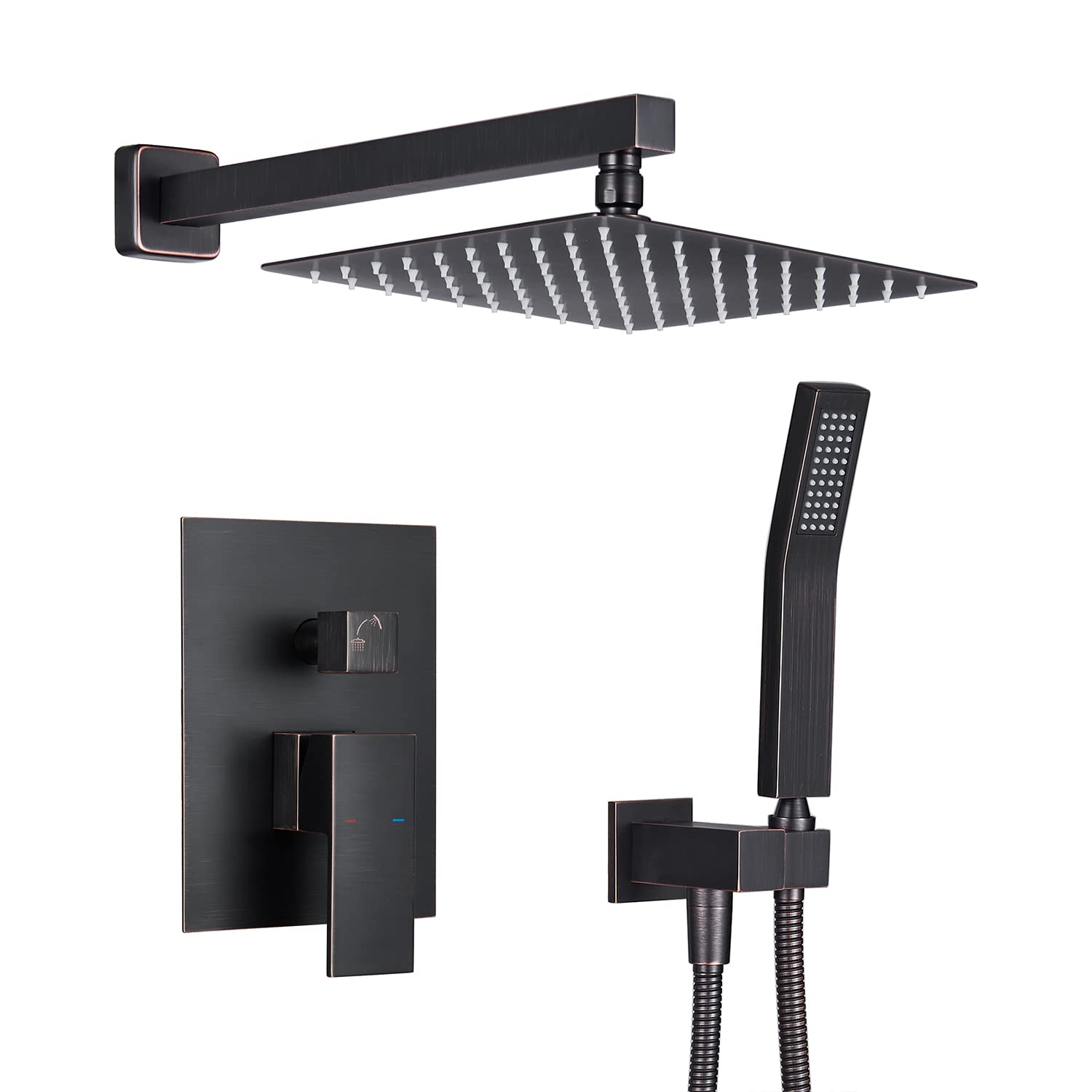 Artiqua 10-Inch Oil Rubbed Bronze Wall Mount Shower System - Rainfall Shower Head & Handheld Shower Combo for Luxurious Bathroom Experience | Perfect for Master Baths & Spa-Like Showers
