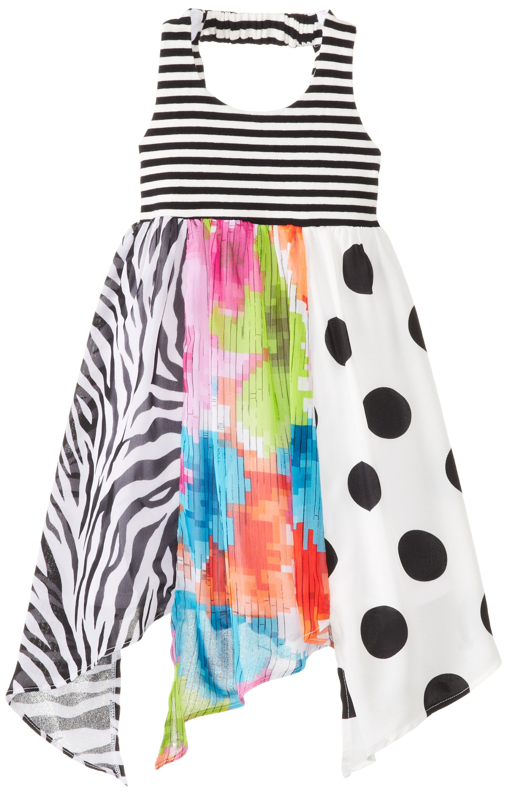 Bonnie Jean Little Girls' Chiffon Print Hanky Hem Dress - Perfect for Birthday Parties, Easter, and Special Occasions