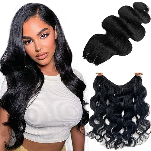 14 Inch Clip in Human Hair Extensions - Jet Black Body Wave for Thin Hair | Perfect for Daily Styling & Volume Boost
