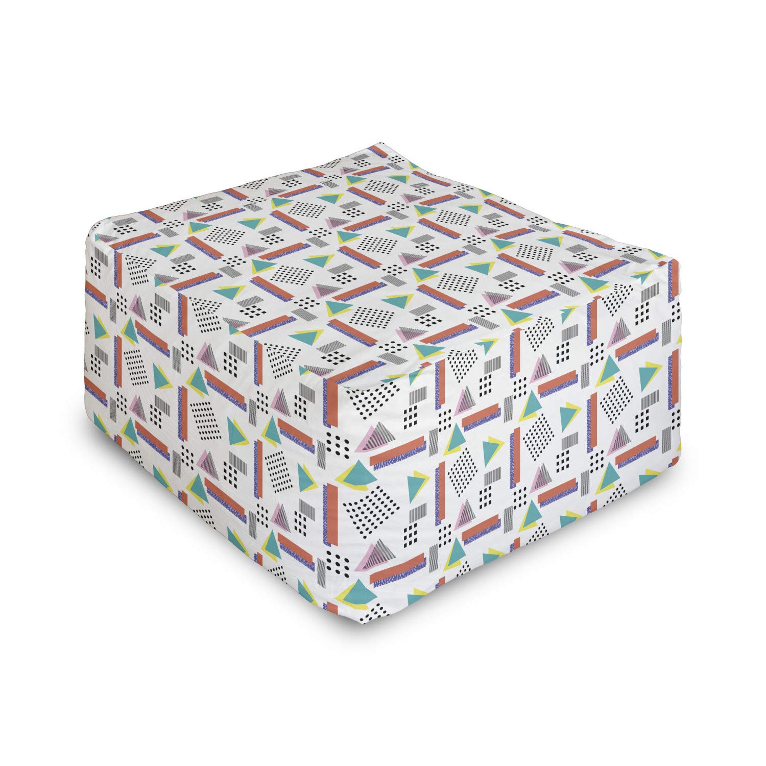 Ambesonne 90s Retro Memphis Style Geometric Ottoman - 25