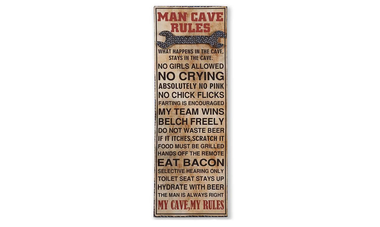 Man Cave Rules Wall Sign - Funny Bar Decor, Unique Gifts for Men, Home & Office Man Cave Decor - Perfect for Birthday, Housewarming & Father's Day Gifts