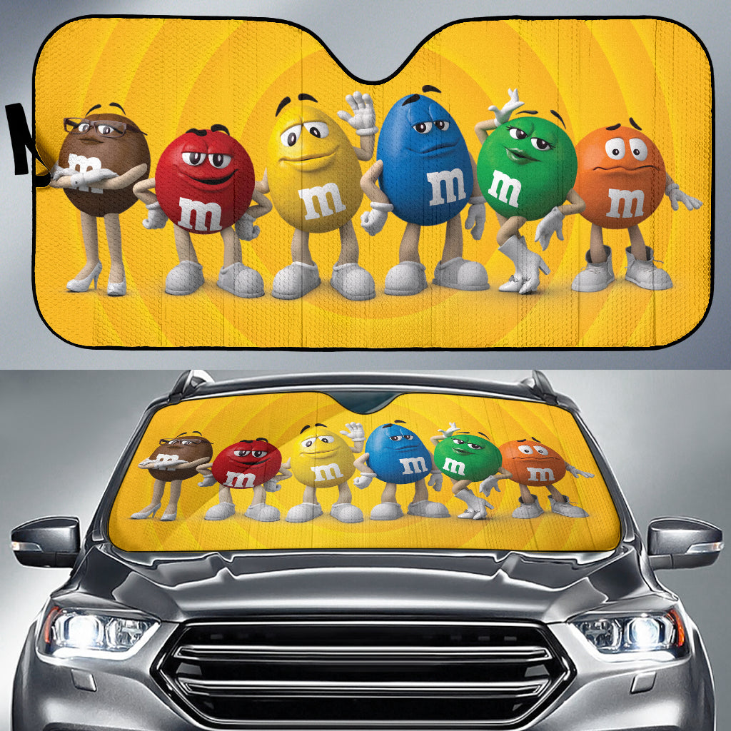 Funny M&M Car Sun Shades - UV Protection Auto Sunshades for Windshield & Windows | Perfect Gift for Car Lovers & M&M Fans | Great for Road Trips, Summer Driving & Parking