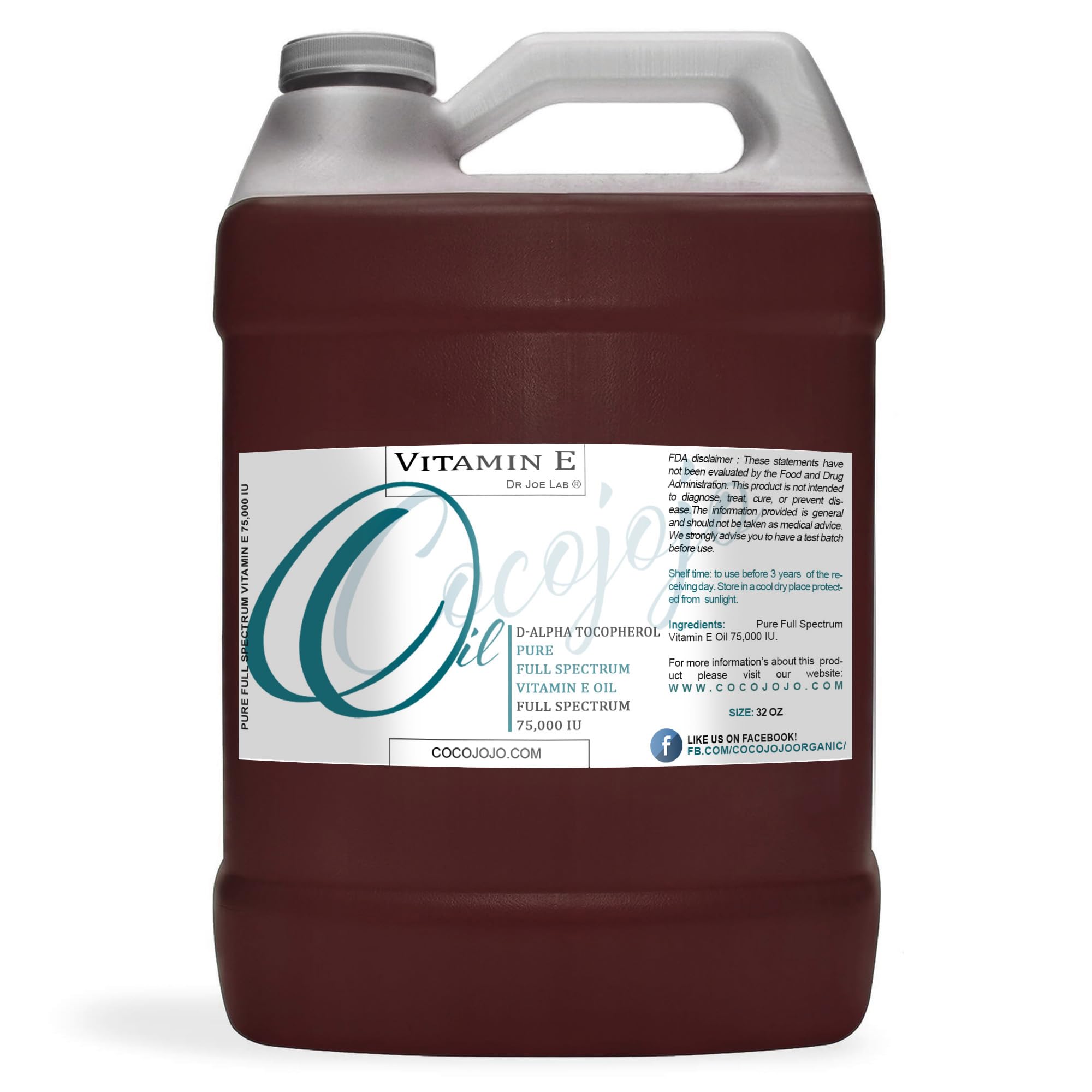 Pure Vitamin E Oil 75,000 IU - Undiluted Full Spectrum Alpha Tocopherol - 1 Gallon for Skin, Hair & Nail Care - Hydrating & Rejuvenating Body Oil for Dry Skin, Scars & Anti-Aging - Perfect for DIY Beauty, Massage & Skincare Routines