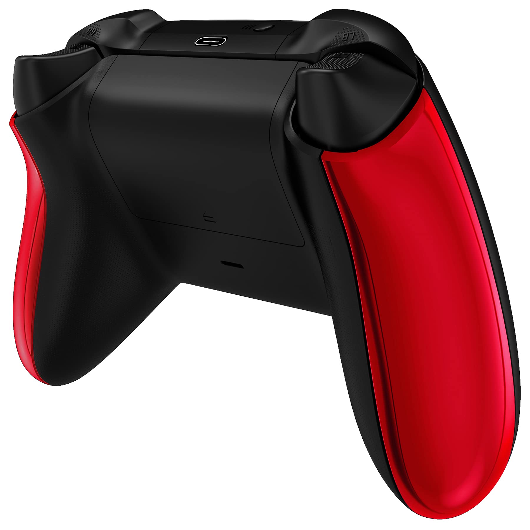 eXtremeRate Chrome Red Replacement Side Rails & Grip for Xbox Core Wireless Controller - Custom Back Panel Handles Cover Shell Compatible with Xbox Series X & S (Controller Not Included) - Perfect for Gaming, Streaming & Esports Tournaments