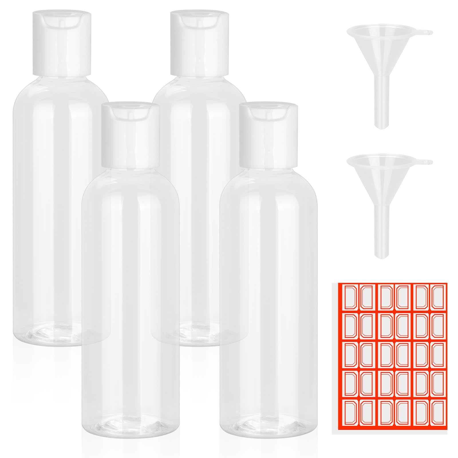 4 Pack TSA Approved Leakproof Travel Bottles (3.4oz) - Empty Small Plastic Containers for Shampoo, Conditioner & Lotion - Perfect for Air Travel, Gym & Vacation Essentials with Labels