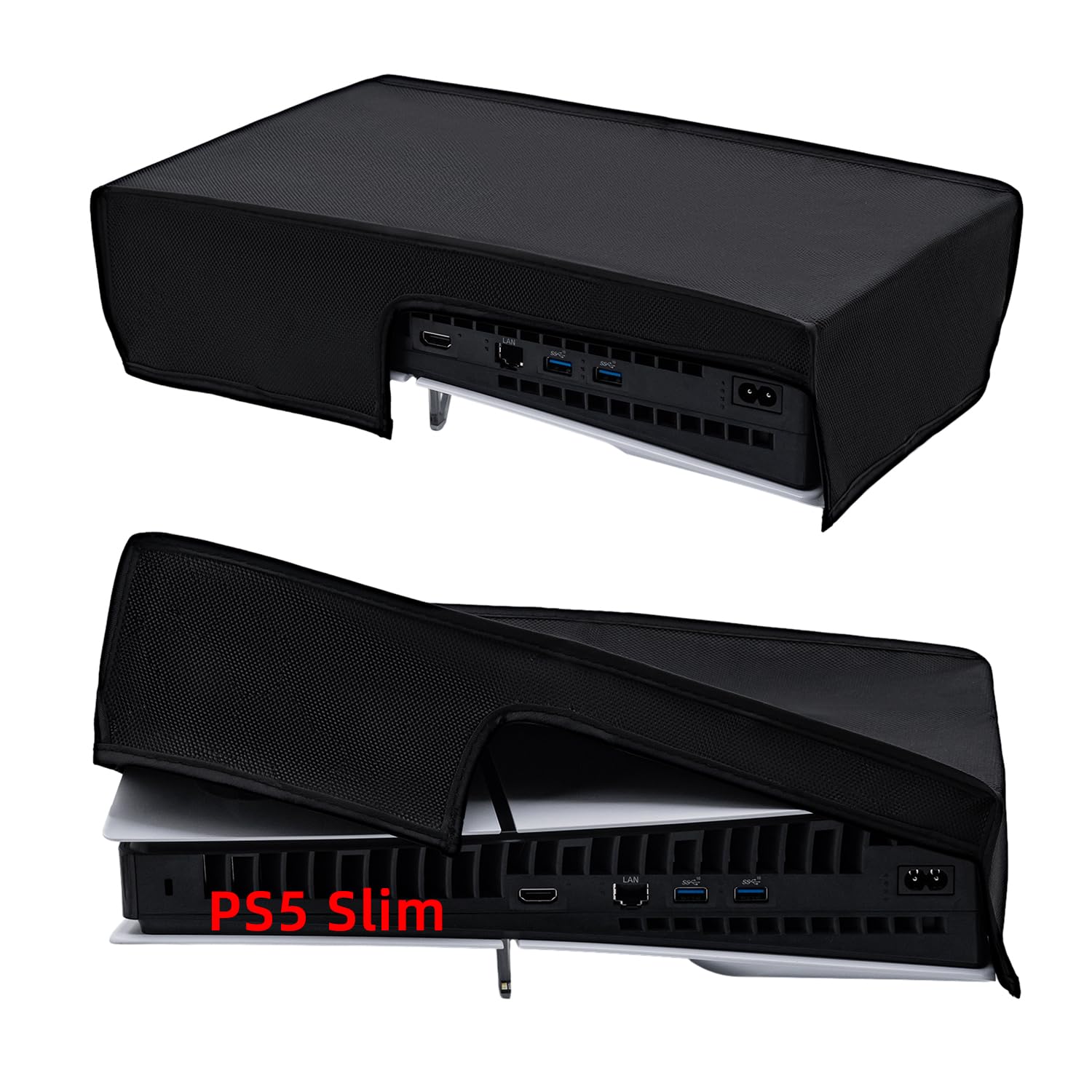 Tolesum Scratch-Resistant & Waterproof PS5 Slim Digital Edition & Disc Console Protective Cover - Horizontal, Black - Perfect for Gaming Setups & Travel Protection