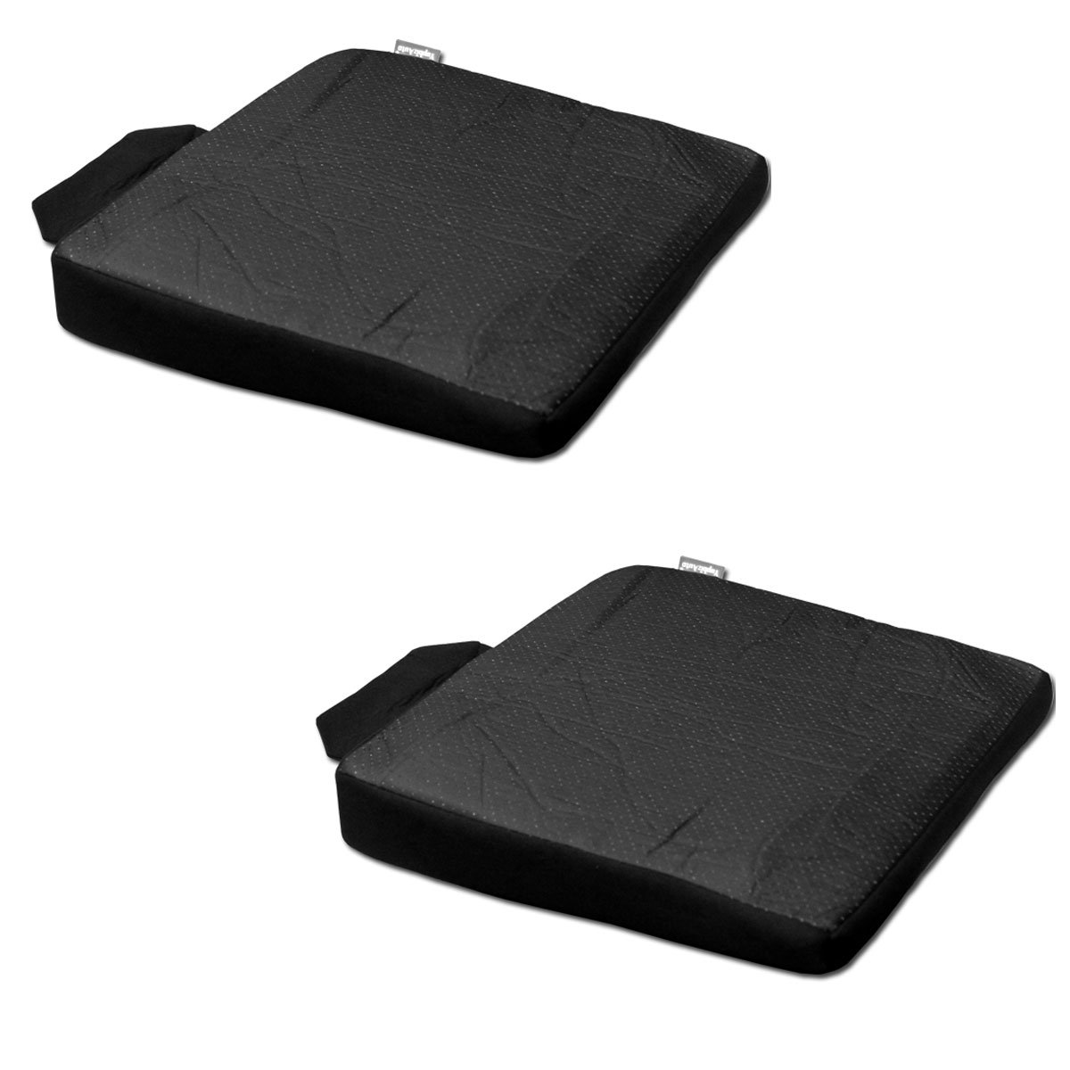 Ergonomic Orthopedic Wedge Car Seat & Office Chair Back Support Cushion - Breathable Comfort with Lumbar Support (Black Leatherette, Twin Pack) - Perfect for Long Drives & Desk Work