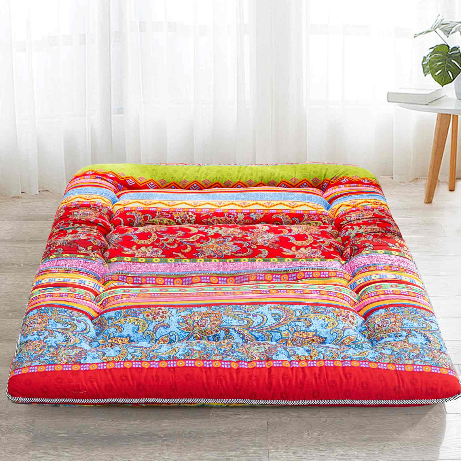 MAXYOYO Floor Mattress - Japanese Bohemian Style Futon Mattress for Bedroom, Guest Room & Yoga | Comfortable Floor Sleeping Solution for Adults & Kids