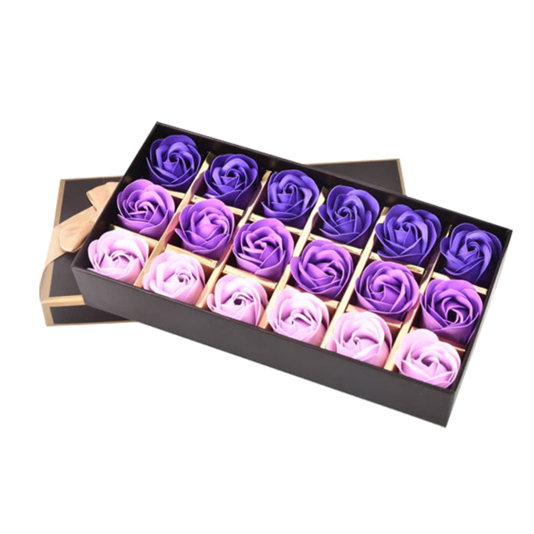 18-Piece Purple Gradient Rose Petal Scented Soap Gift Set - Floral Bath Soap with Rose Fragrance for Valentine's Day, Anniversary & Mother's Day - Perfect for Romantic Baths, Spa Gifts & Luxury Self-Care