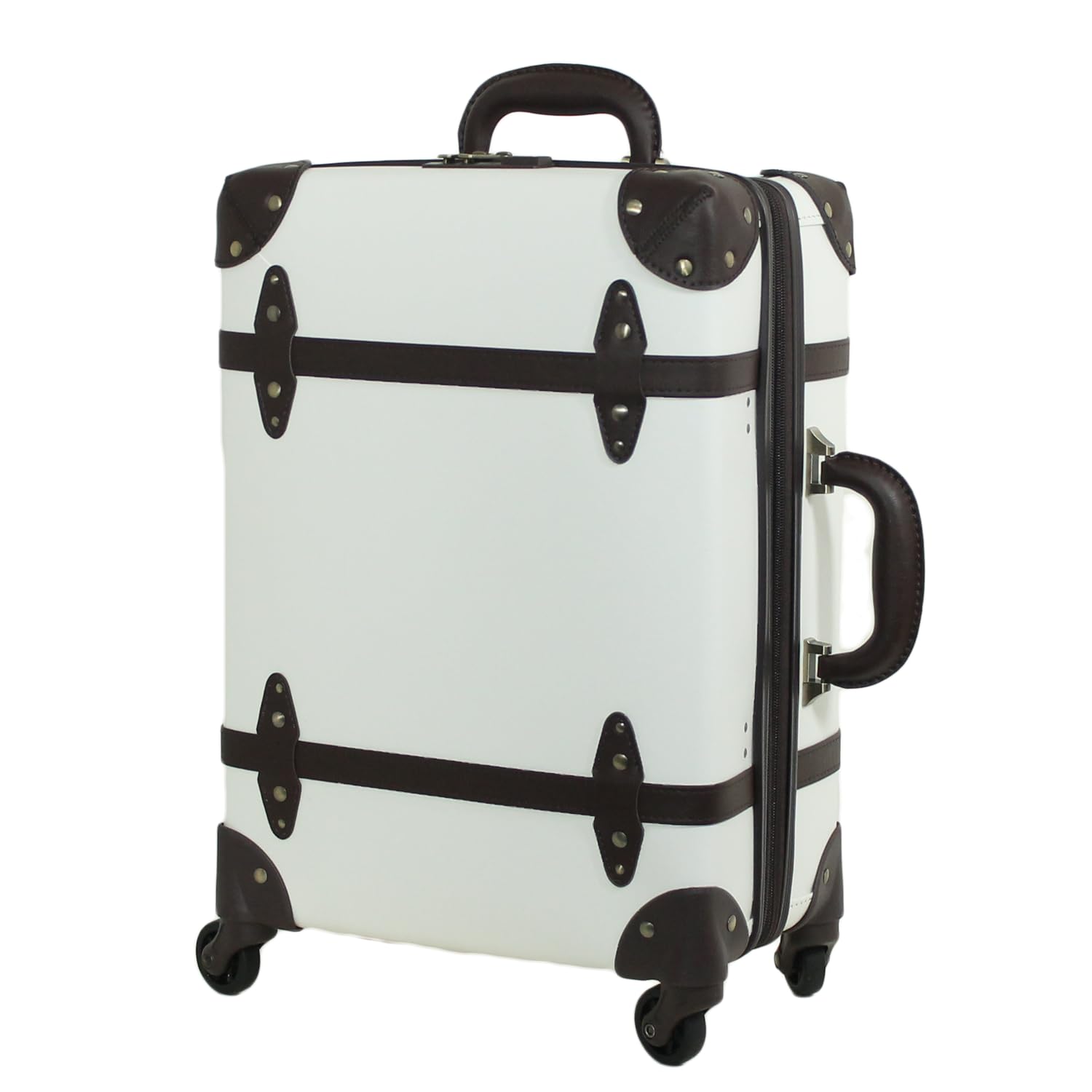 Expandable Vintage Trolley Luggage with TSA Lock - 2-Tone Faux Leather Suitcase for Travel, Business Trips & Weekend Getaways (Model: 81-55082-29)