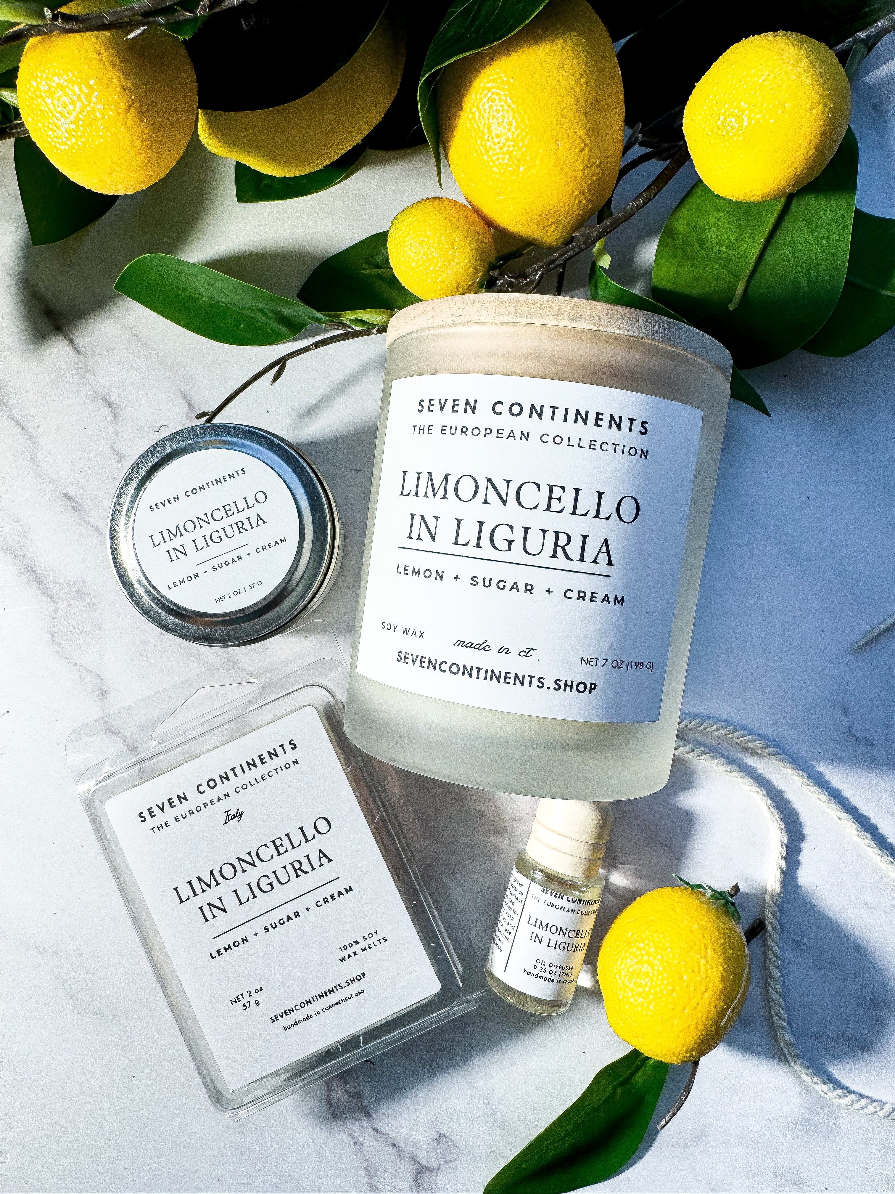 Limoncello in Liguria Soy Wax Mini Candle - Handmade Italian Citrus Scented Candle for Home, Spa & Gift Giving