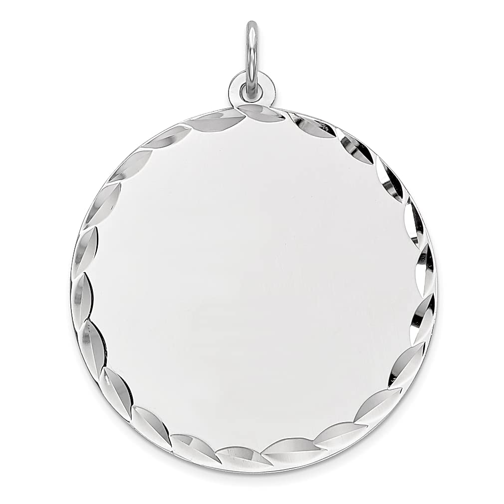 925 Sterling Silver Rhodium Plated Engravable Round Polish Front & Back Disc Charm Necklace Pendant - Elegant Fine Jewelry for Women, Perfect Gift for Her - Ideal for Anniversaries, Birthdays & Special Occasions