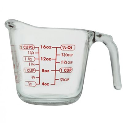 Anchor Hocking 16 Oz Glass Measuring Cup - Durable & Clear Kitchen Essential for Baking, Cooking & Mixing - Perfect for Liquid & Dry Ingredients