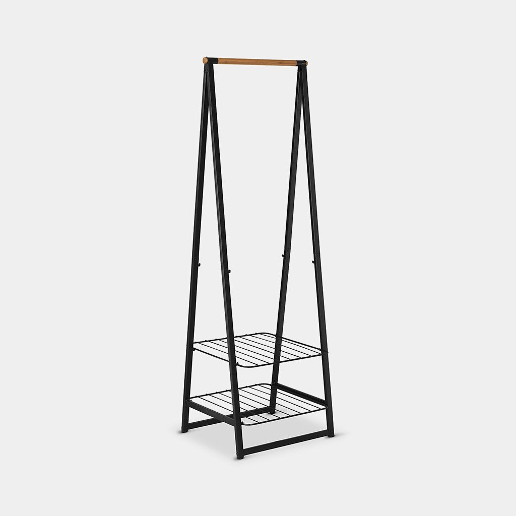 Linn Clothes Rack - Heavy Duty Garment Rack with Wheels, Black - Small & Large Size for Closet Organization, Bedroom Storage, or Retail Display