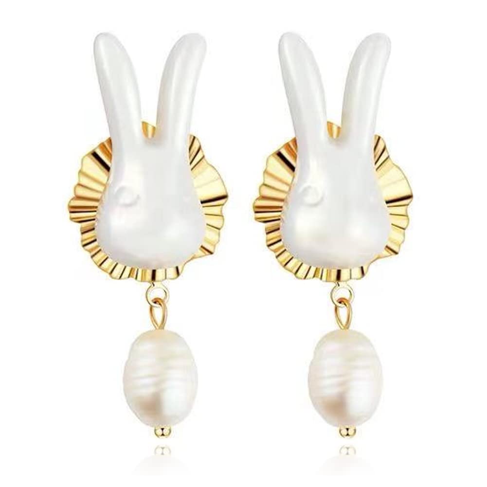 Unique Fashion Pearl Cute Rabbit Stud Earrings for Women - Elegant Sparkly Animal Jewelry Gift for Girls | Perfect for Daily Wear, Parties & Special Occasions