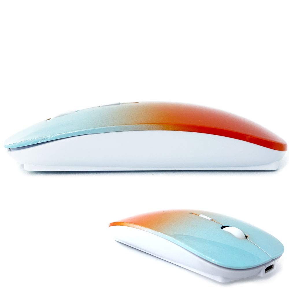Wireless Bluetooth Mouse for MacBook Air/Pro, iPad, Laptop, PC, Chromebook - Rechargeable Ergonomic Silent Click (Blue-Orange) - Perfect for Office, Home, Travel & Remote Work