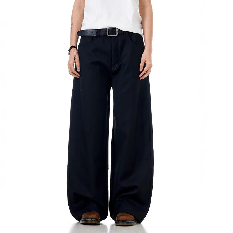 American High Street Men's Casual Pants - Loose Fit Summer Washed Straight Wide Leg Trousers for Men | Stylish Comfortable Male Bottoms 9W1952 | Perfect for Outdoor Activities, Travel & Daily Wear