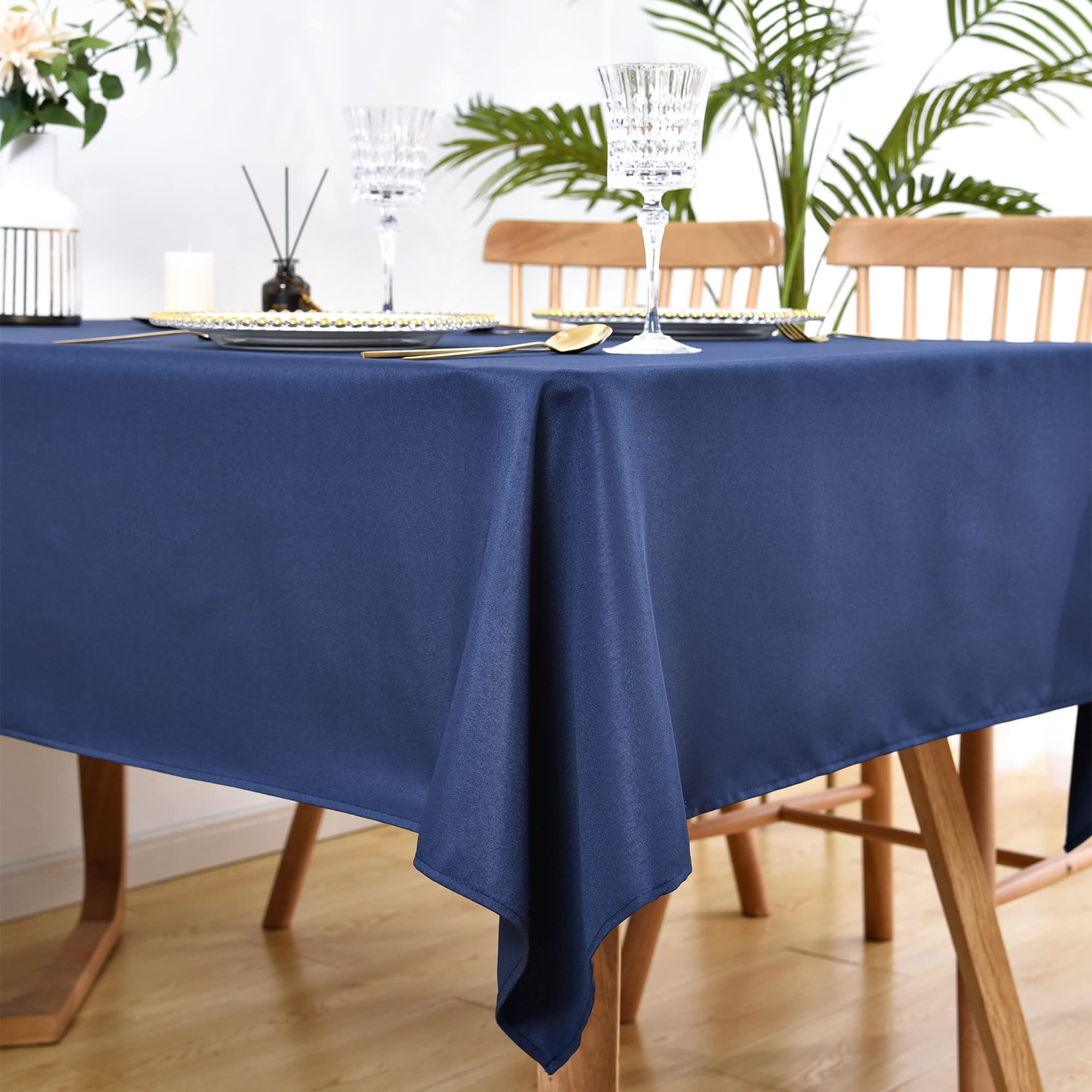 Premium Washable Rectangle Tablecloth 54 x 80 Inches - Navy Blue Dining Table Cover for Wedding, Party, Banquet - Durable Fabric Table Decor for Home, Restaurant & Outdoor Events