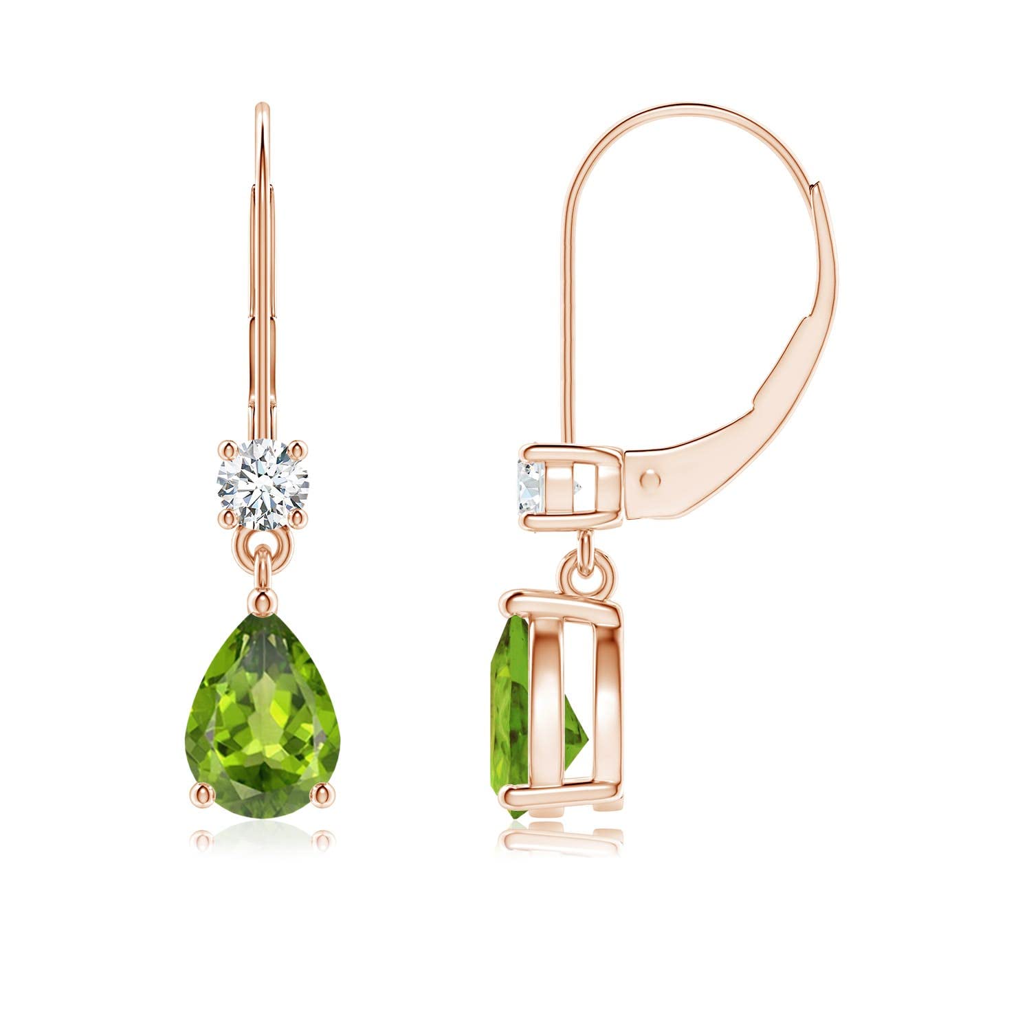 ANGARA Natural Peridot Drop Earrings for Women - 14K Solid Gold/Platinum August Birthstone Jewelry | Perfect Gift for Birthday, Wedding & Anniversary | Elegant Everyday Wear & Special Occasion Jewelry