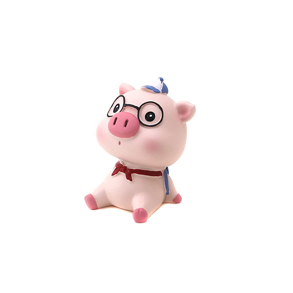 iHreesy Cute Pig Car Dashboard Decor - Creative Cartoon Animal Shaking Head Car Accessory for Home & Auto Interior Decoration | Perfect for Car Dash, Office Desk & Gift Giving