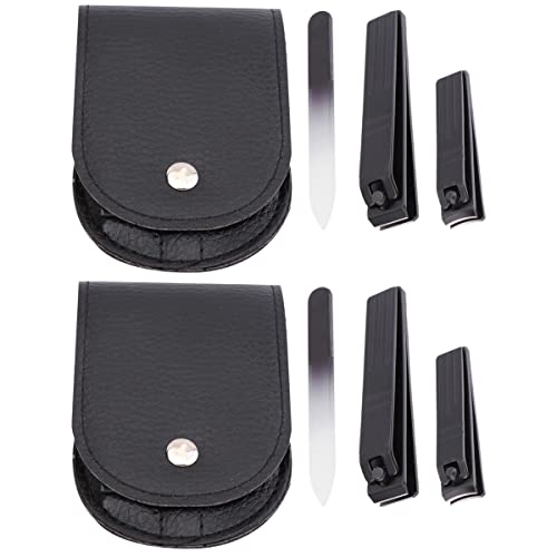 EXCLUZO 6-Piece Premium Stainless Steel Nail Clipper Set - Professional Fingernail & Toenail Clippers with Leather Case for Men & Women (Black) - Perfect for Travel, Home, Salon & Grooming Kits