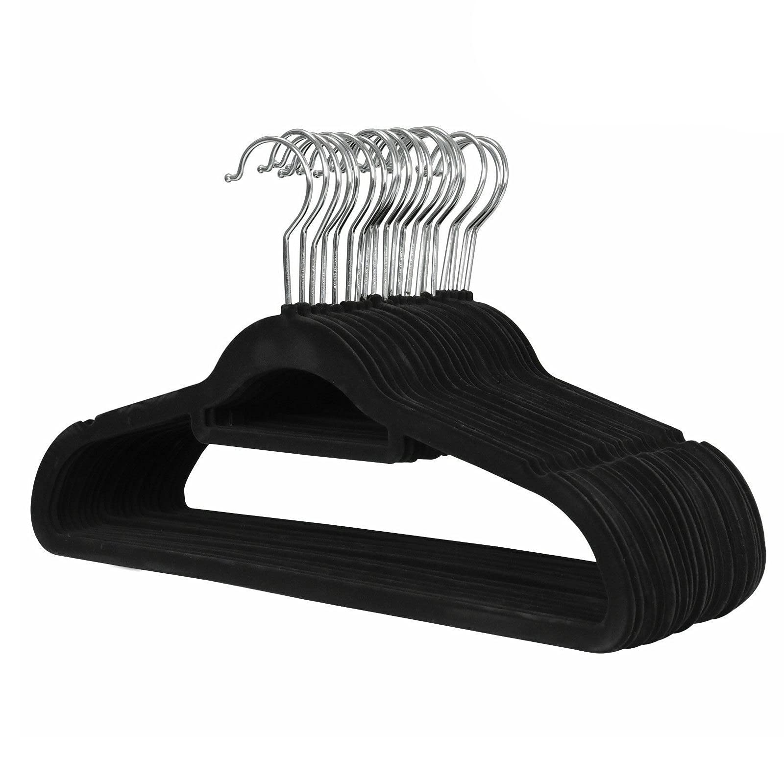Premium Velvet Hangers 100-Pack - Non-Slip Flocked Clothes Hangers for Suits, Shirts & Pants - Space Saving Closet Organization for Home, Hotel, and Retail Use
