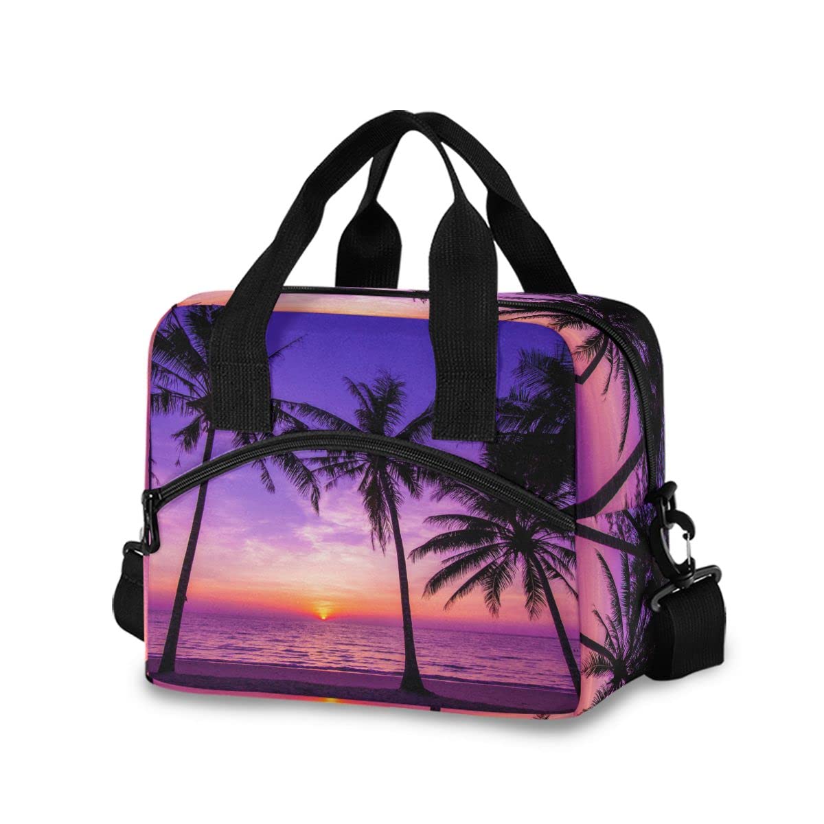 Insulated Lunch Bag for Women & Men - Large Reusable Cooler Tote with Tropical Palm Tree Design - Perfect for Work, School, Picnic, Beach, Travel & Outdoor Activities