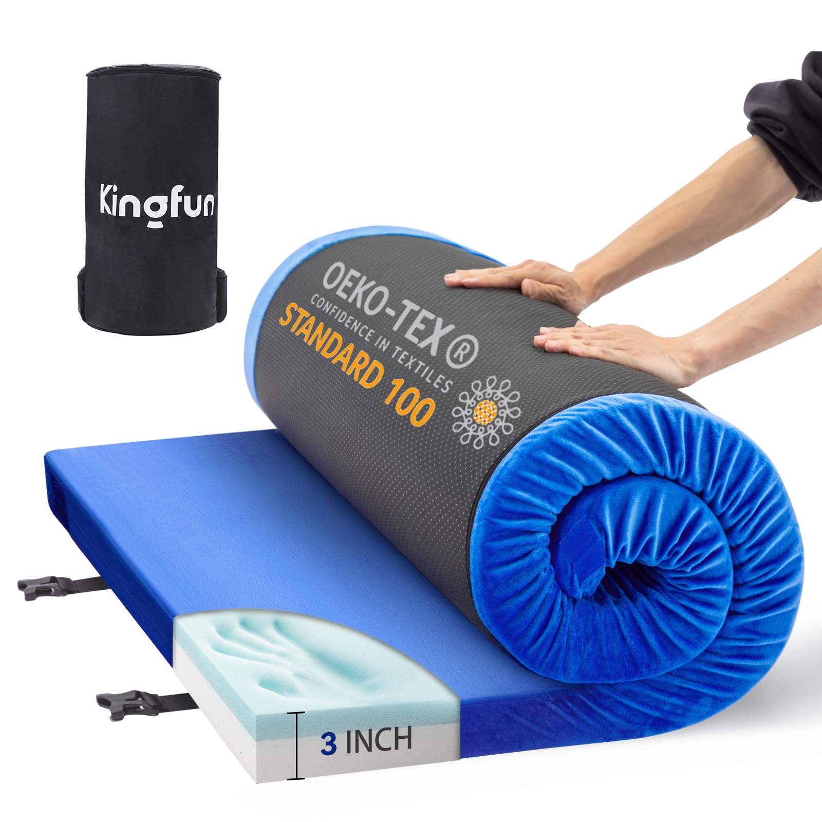 Ultra-Comfortable Sleeping Pad for Adults - Thick Portable Floor Mat for Camping, Travel, Car & Truck Use - Includes Removable Travel Storage Bag - Perfect for Outdoor Adventures, Road Trips & Emergency Preparedness
