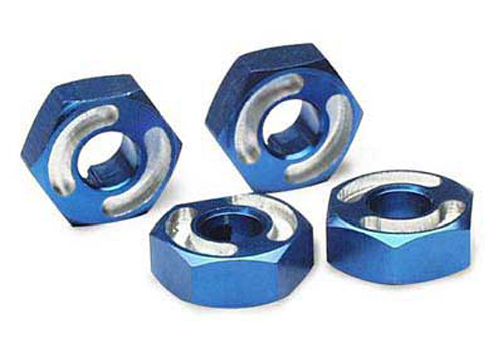14mm Aluminum Hex Wheel Hubs with Blue Axle Pins - Compatible with RC Cars, Trucks, and Off-Road Vehicles for Enhanced Performance