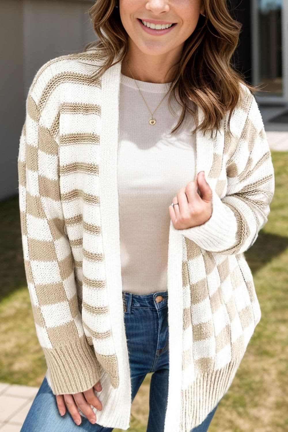 Stylish Striped Long Sleeve Cardigan for Women - Cozy Knit Open Front Sweater - Perfect for Fall Layering & Casual Outfits