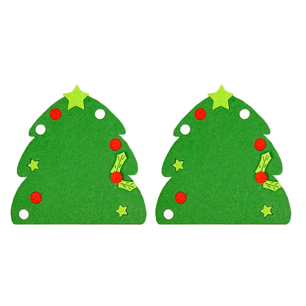 LIOOBO 2-Pack Christmas Tree Felt Coasters - Holiday Party Table Decor for Xmas, Winter Celebrations & Birthday Dinners - Absorbent Drink Protectors for Festive Gatherings & Home Decor