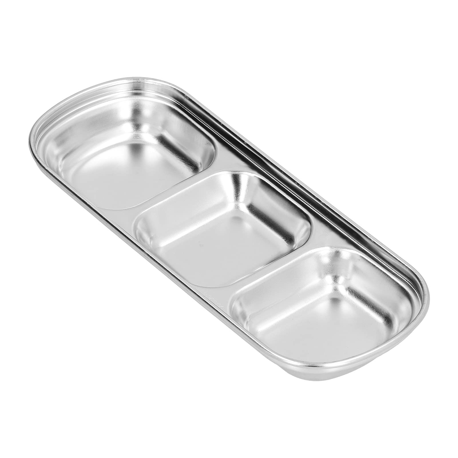 Stainless Steel Divided Sauce Dish with 3 Grids - Thickened Mini Bowls for Hot Pot, Seasoning, Soy Sauce & Ketchup - Perfect for Dining, Party Snacks & Asian Cuisine