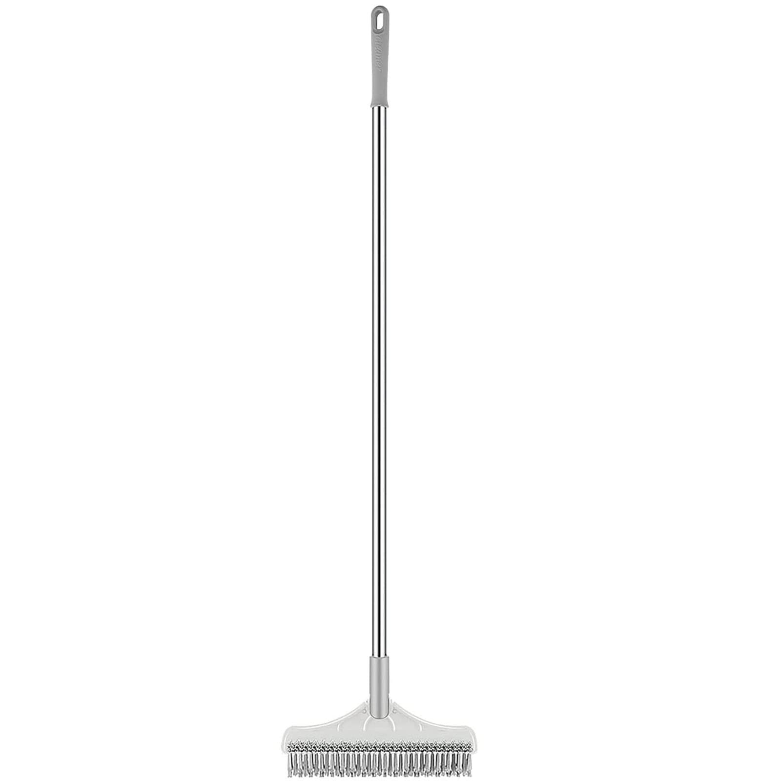 3-in-1 Multi-Surface Cleaning Brush with Long Handle - 120° Rotating Triangular Scrubber Head for Bathroom, Kitchen & Floor Cleaning - Ergonomic Design for Tile, Grout & Hard-to-Reach Areas (White) - Perfect for Shower Walls, Sinks & Stubborn Stains