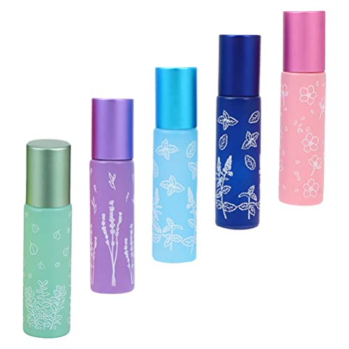 Beaupretty 5pcs Essential Oil Roller Bottles with Stainless Steel Roller Balls - Empty Glass Roller Bottles for Aromatherapy, Perfume & DIY Blends - Perfect for Travel, Home & Office Use