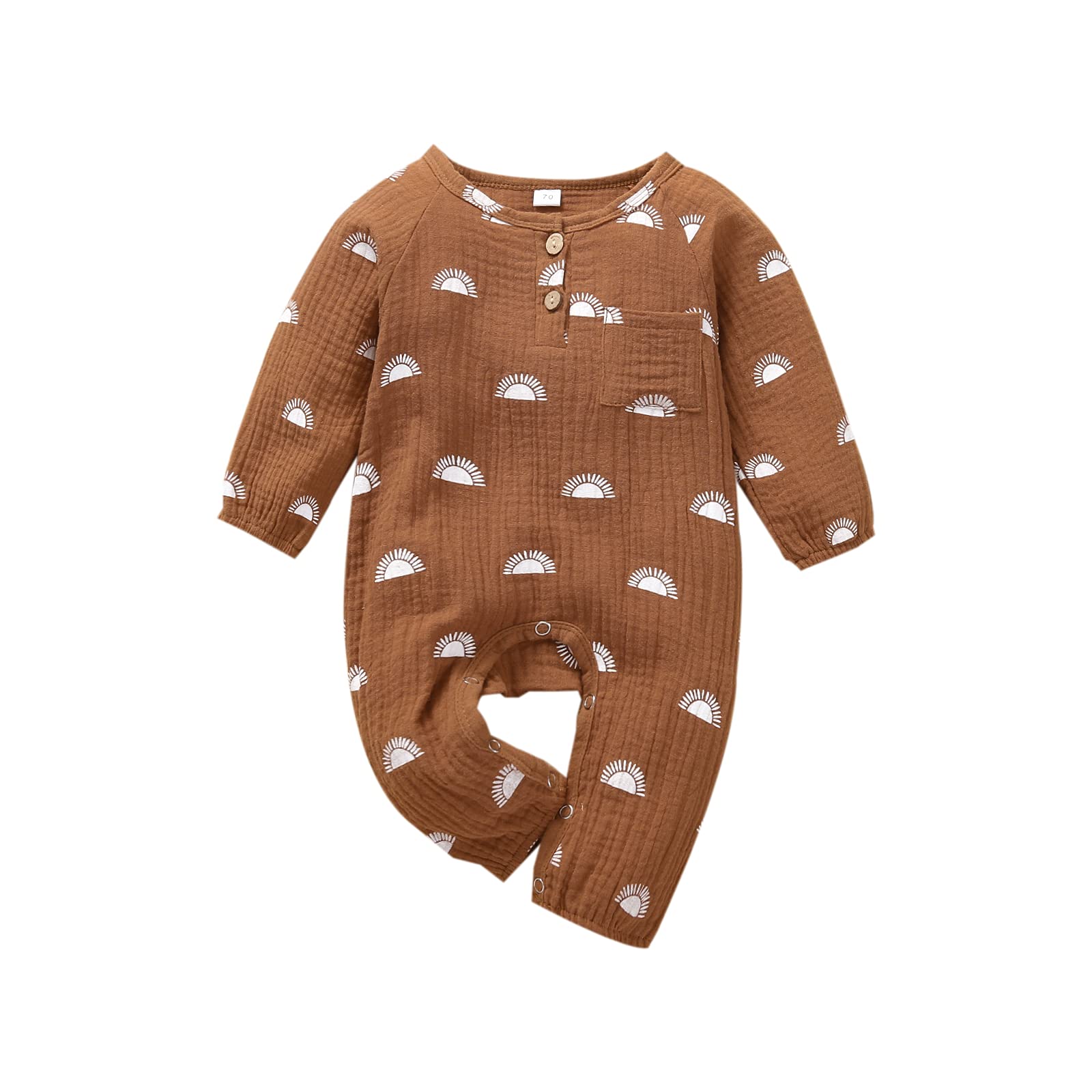 Kaipiclos Newborn Baby Clothes - Sun Print Cotton Romper & Jumpsuit for Infant Boys & Girls | Fall Winter Outfits with Button Closure | Perfect for Photoshoots, Playdates & Holiday Gifts