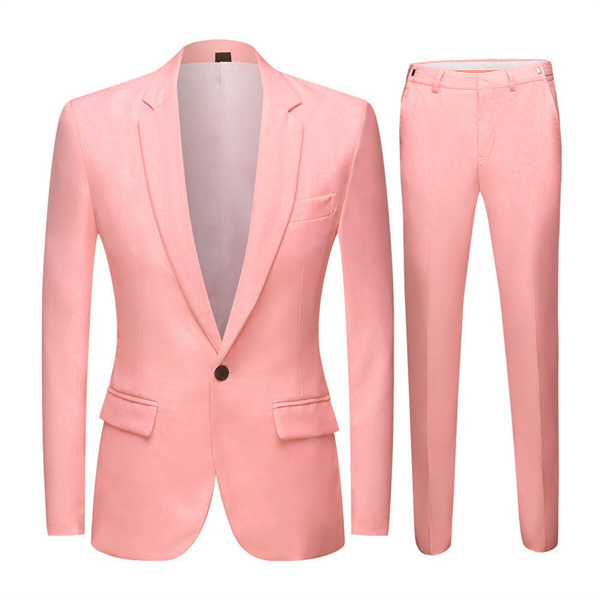 2 Piece Slim Fit Casual Pink Suit for Women - Office Wear & Spring Outfits | Comfortable Blazer & Pants Set for Business & Dating