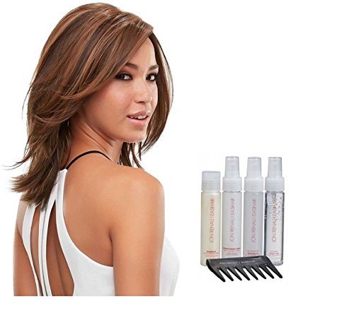 Jon Renau Drew Heat Defiant Monofilament Lace Front Wig with 5-Piece Synthetic Hair Care Kit - Natural Looking Human Hair Wig for Women with Heat Resistant Fibers, Perfect for Daily Wear, Cosplay & Special Occasions