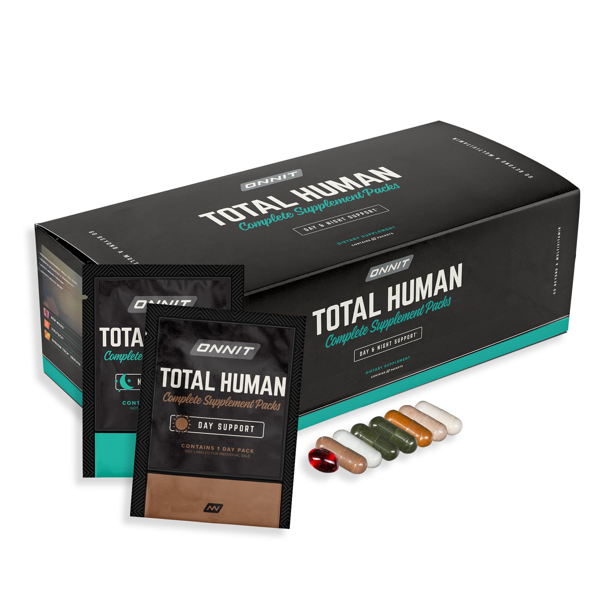ONNIT Total Human Day & Night Vitamin Packs - Complete Multivitamin Supplement for Men & Women (30-Day Supply) - Supports Energy, Focus & Recovery for Active Lifestyles